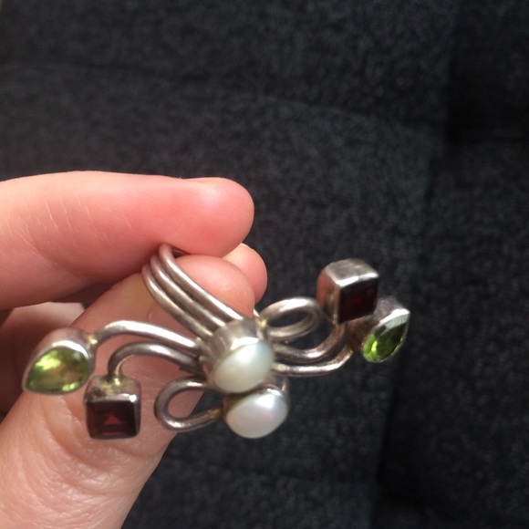 Genuine silver ring with multicolored stones - Picture 4 of 8